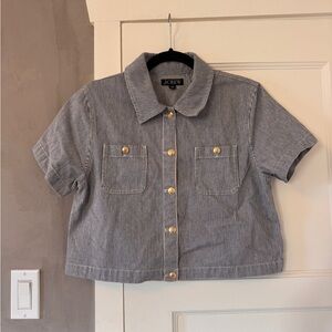 J.Crew Striped Short Sleeve Cropped Top